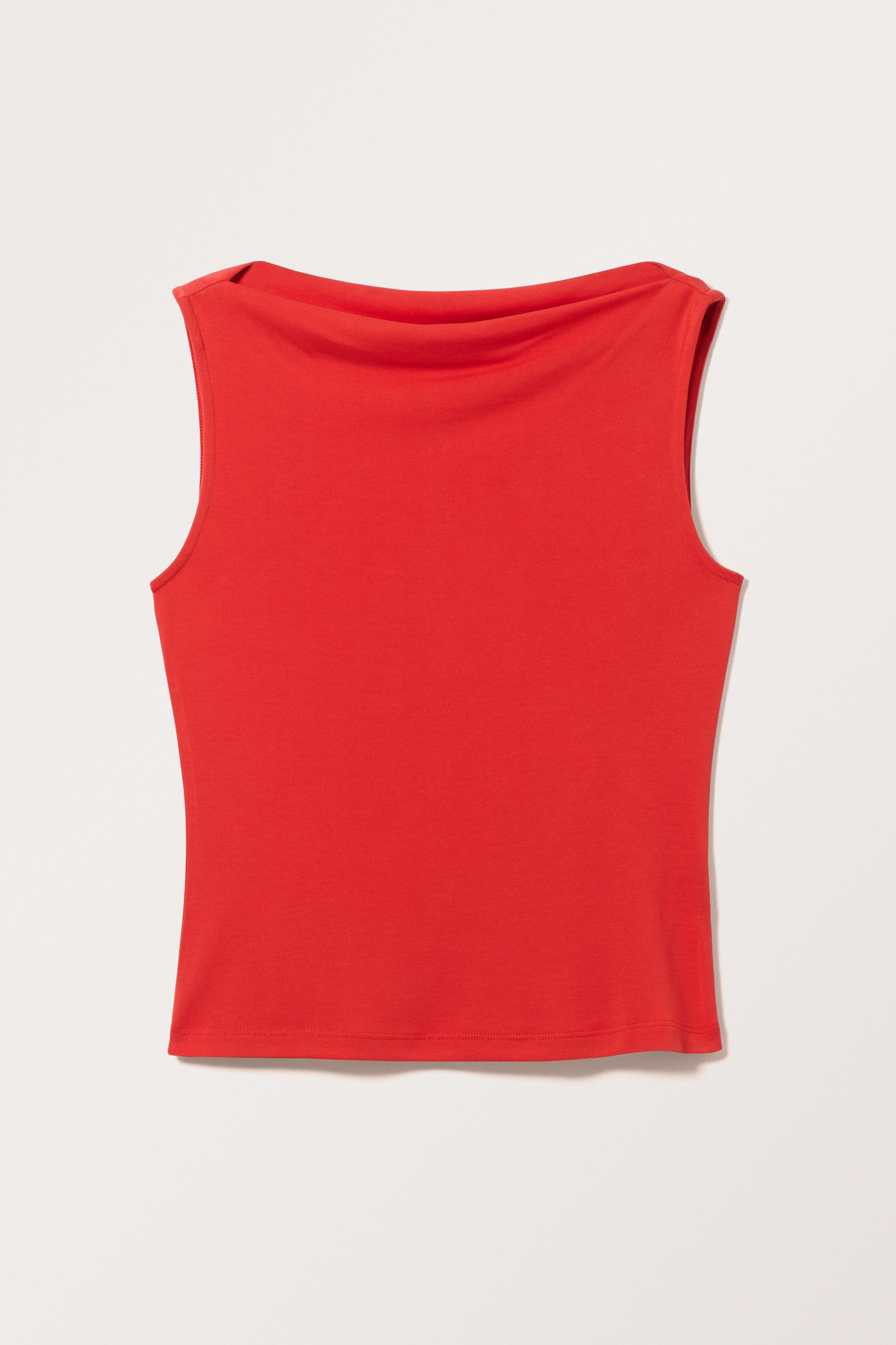 Red - Super soft sleeveless boatneck top - 0