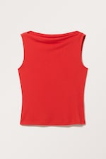Red - Super soft sleeveless boatneck top - 0