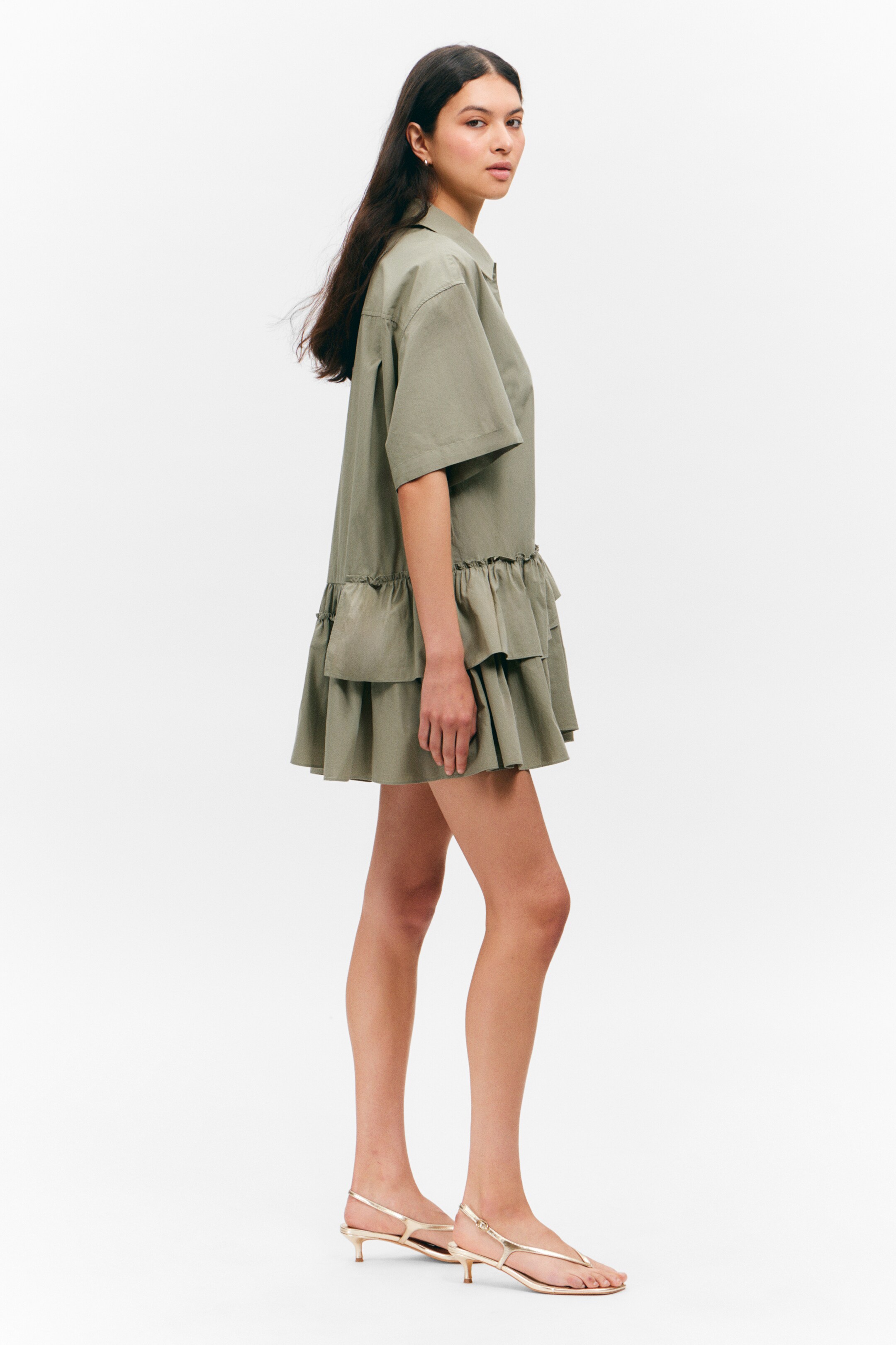 Visualizza immagine più grande: Mini chemisier oversize con volant - Verde kaki - DONNA | H&M IT 4