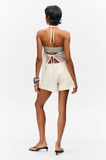 Blanc - Top dos nu avec liens à nouer - 3