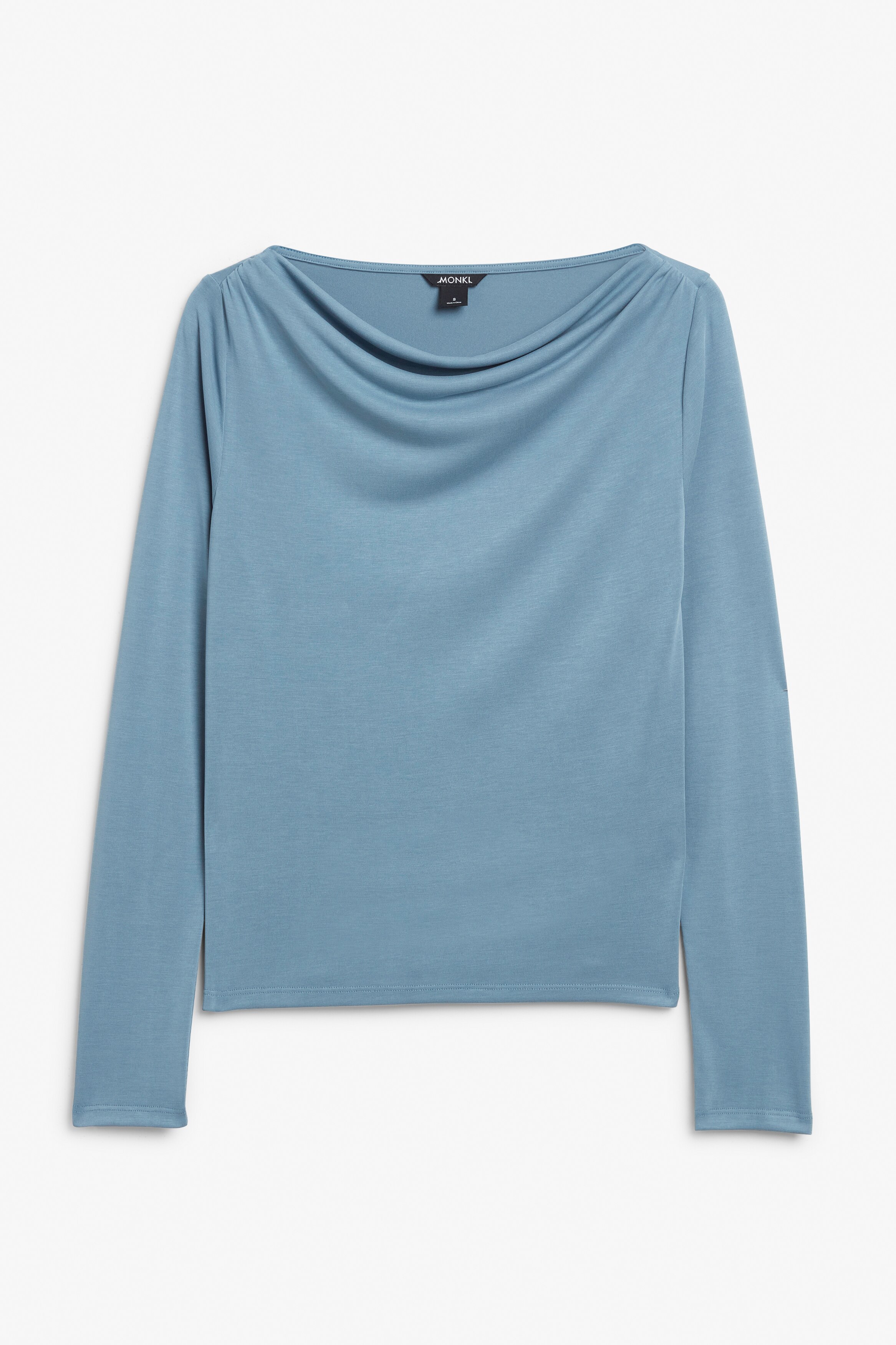 Long sleeved ruched boat neck top - Off-white - Ladies | H&M GB