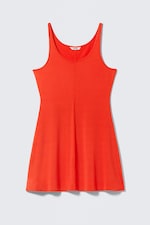 Knallrot - Mini-Trägerkleid aus Jersey - 4