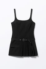 Zwart - Geplooide mini-jurk met ceintuur - 4