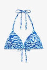 Zwierige blauwe print - Triangelbikinitop - 0