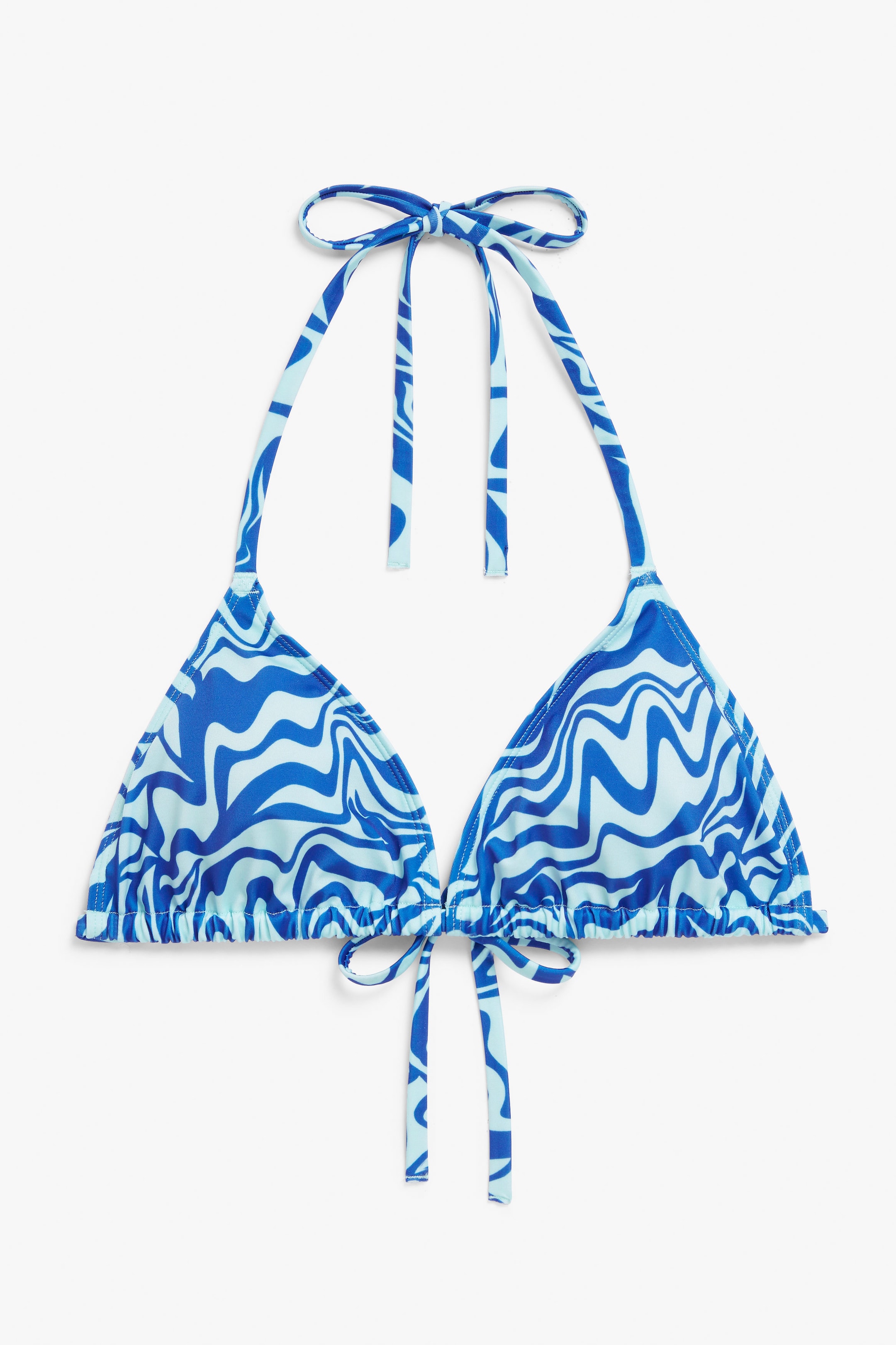 Blauer Wirbelprint - Triangel-Bikinioberteil - 0
