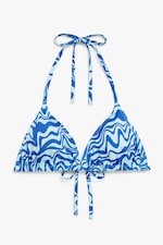 Blauer Wirbelprint - Triangel-Bikinioberteil - 0