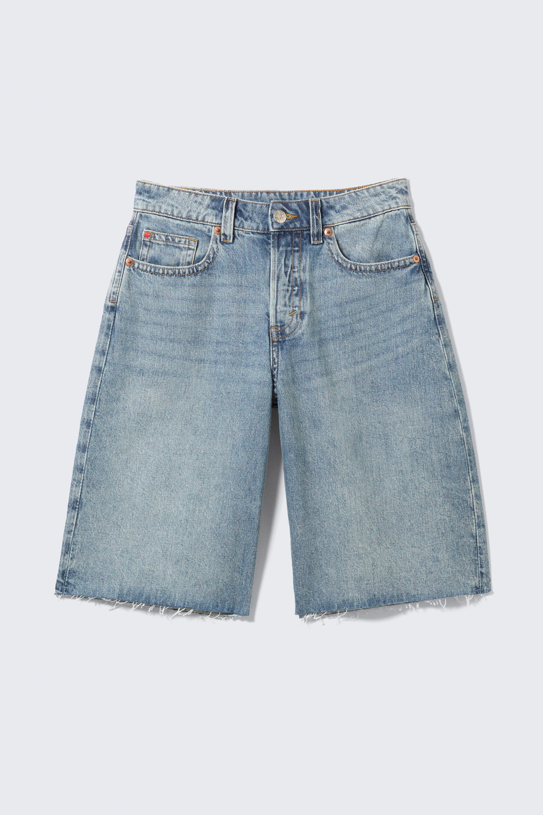 Mid Blue - Medium Blue - Peggy Low Waist Loose Baggy Leg Denim Shorts - 5