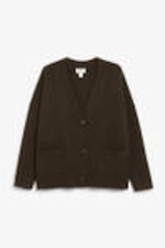 Brown - Relaxed knitted cardigan - 0