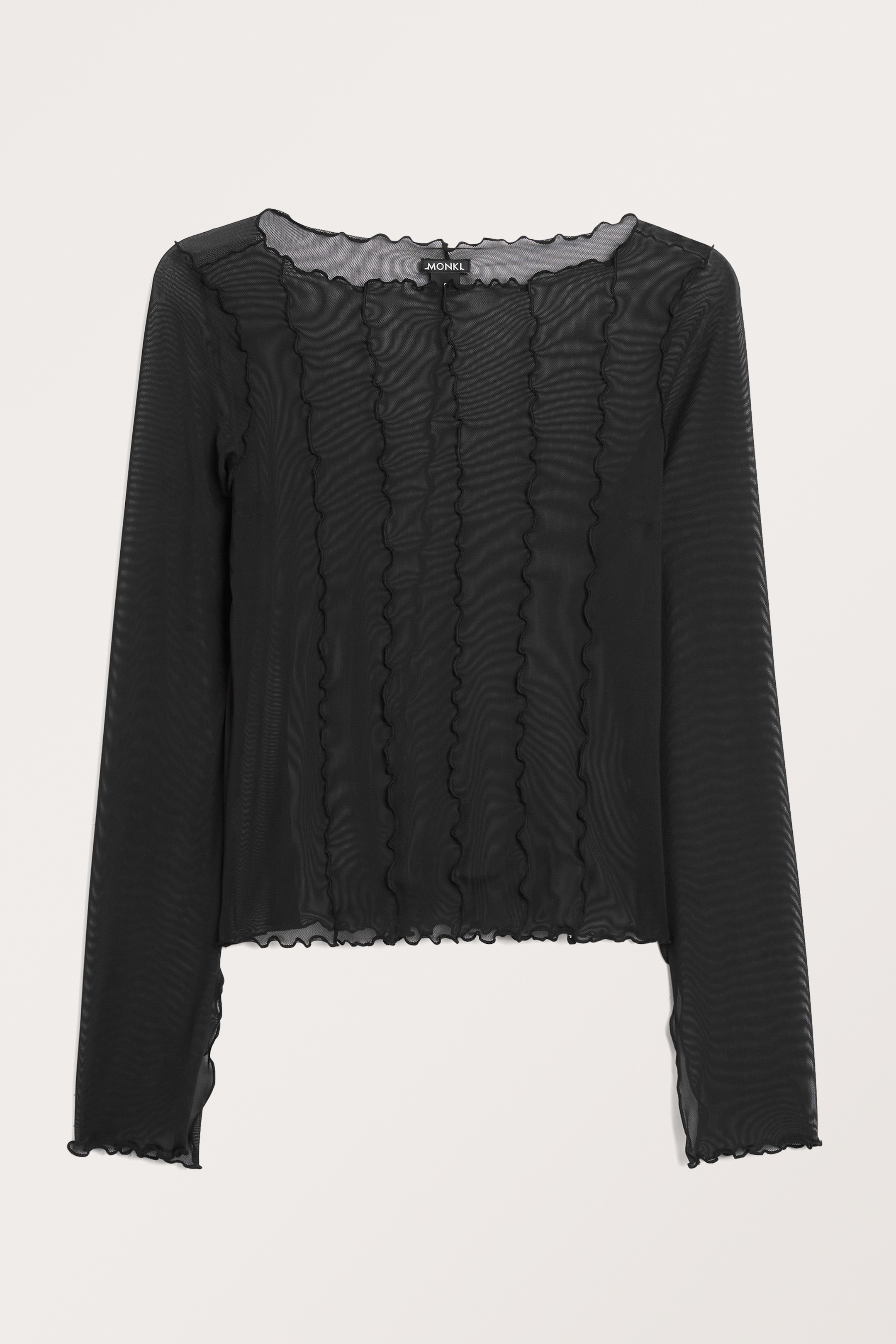 Grösseres Bild ansehen: Mesh-Top mit U-Boot-Ausschnitt und Overlock-Nähten - Schwarz - DAMEN | H&M CH 1
