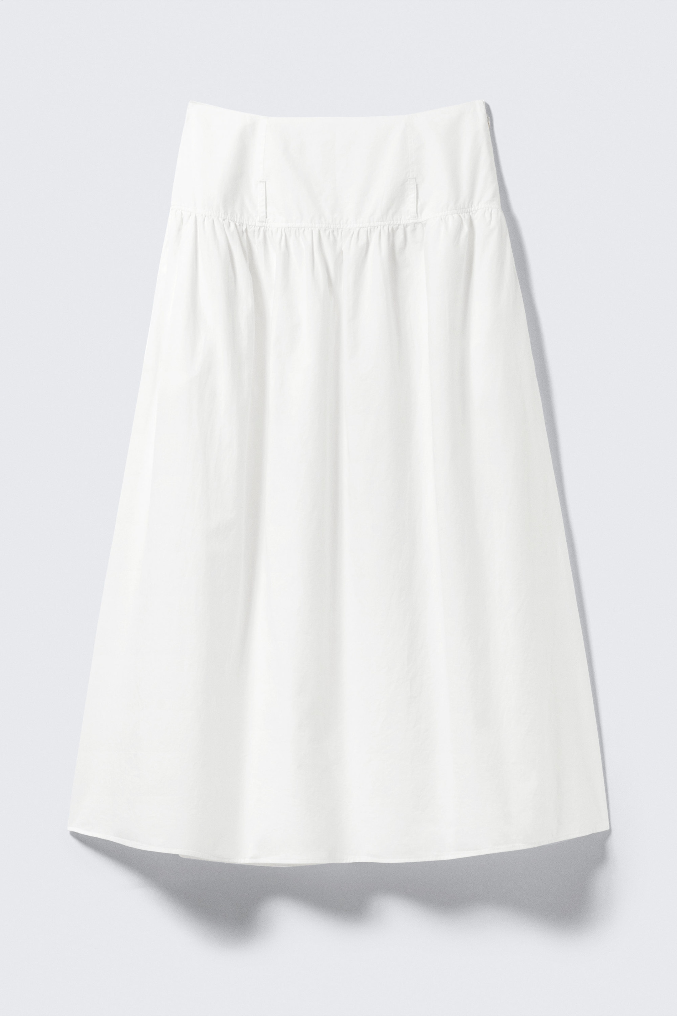 White - Gathered Cotton Poplin Maxi Skirt - 3