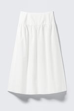 White - Gathered Cotton Poplin Maxi Skirt - 3