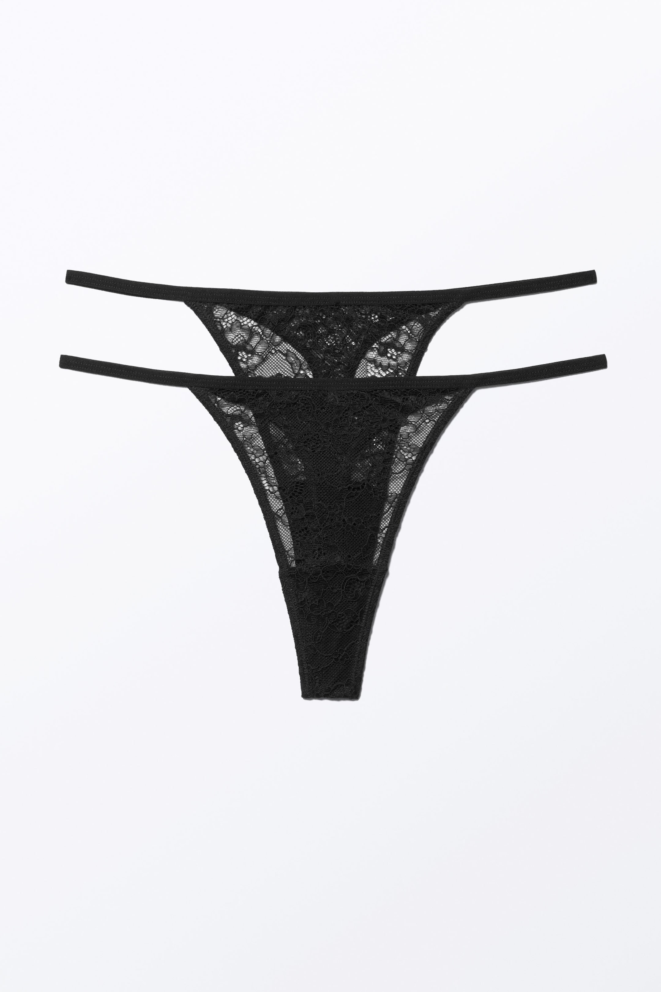 Black - 2-pack Lacey Lace Thongs - 1