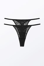 Black - 2-pack Lacey Lace Thongs - 0