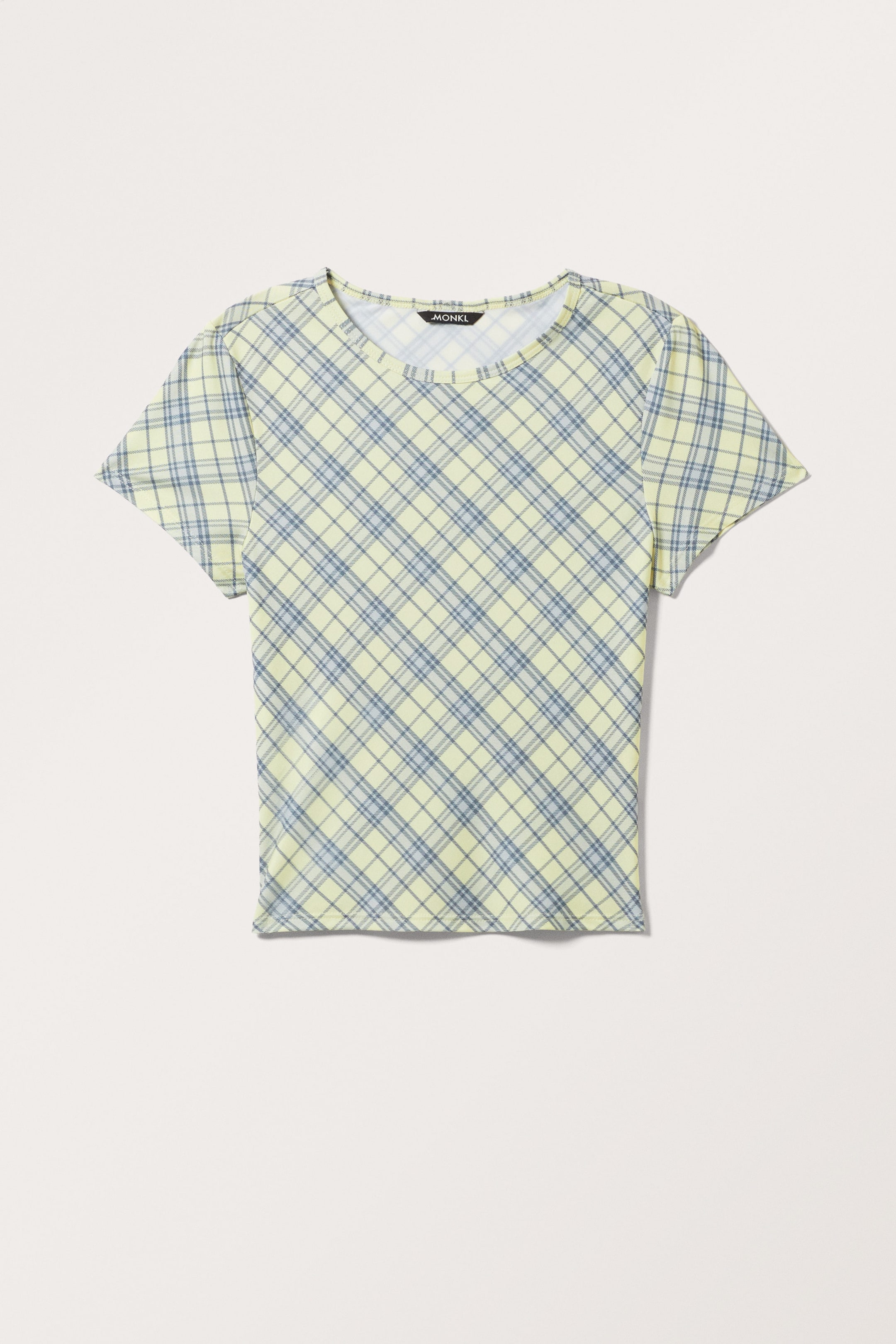 Yellow - Blue Check - Cropped t-shirt - 0
