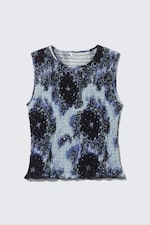 Blå abstrakt paisley - Smockad figurnära tanktop - 0