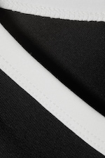 Black - White Binding - Short-Sleeved Cowl Neck Top - 2