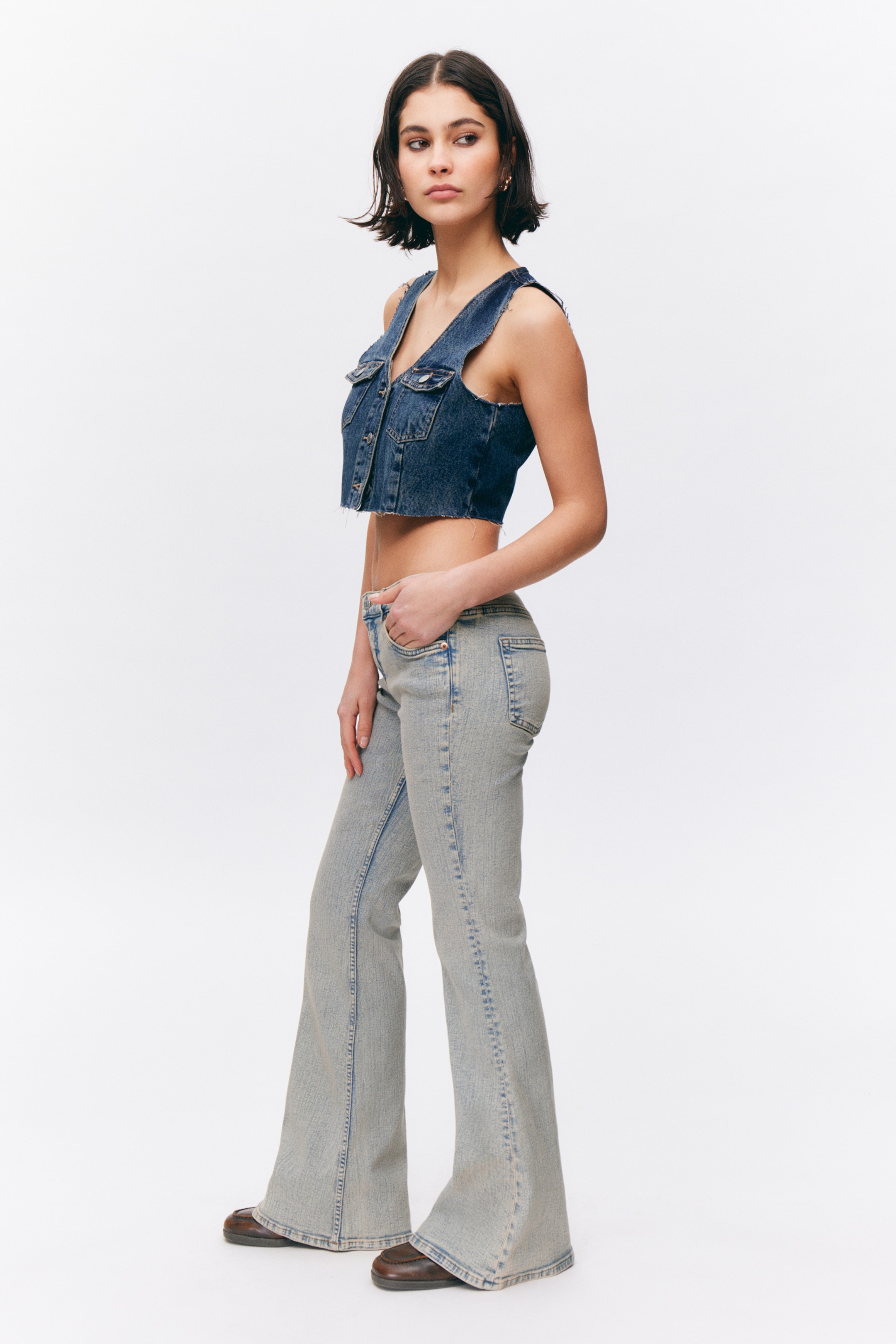 View larger image: Katsumi Low Waist Flared Jeans - Beige Tint - Ladies | H&M GB 3