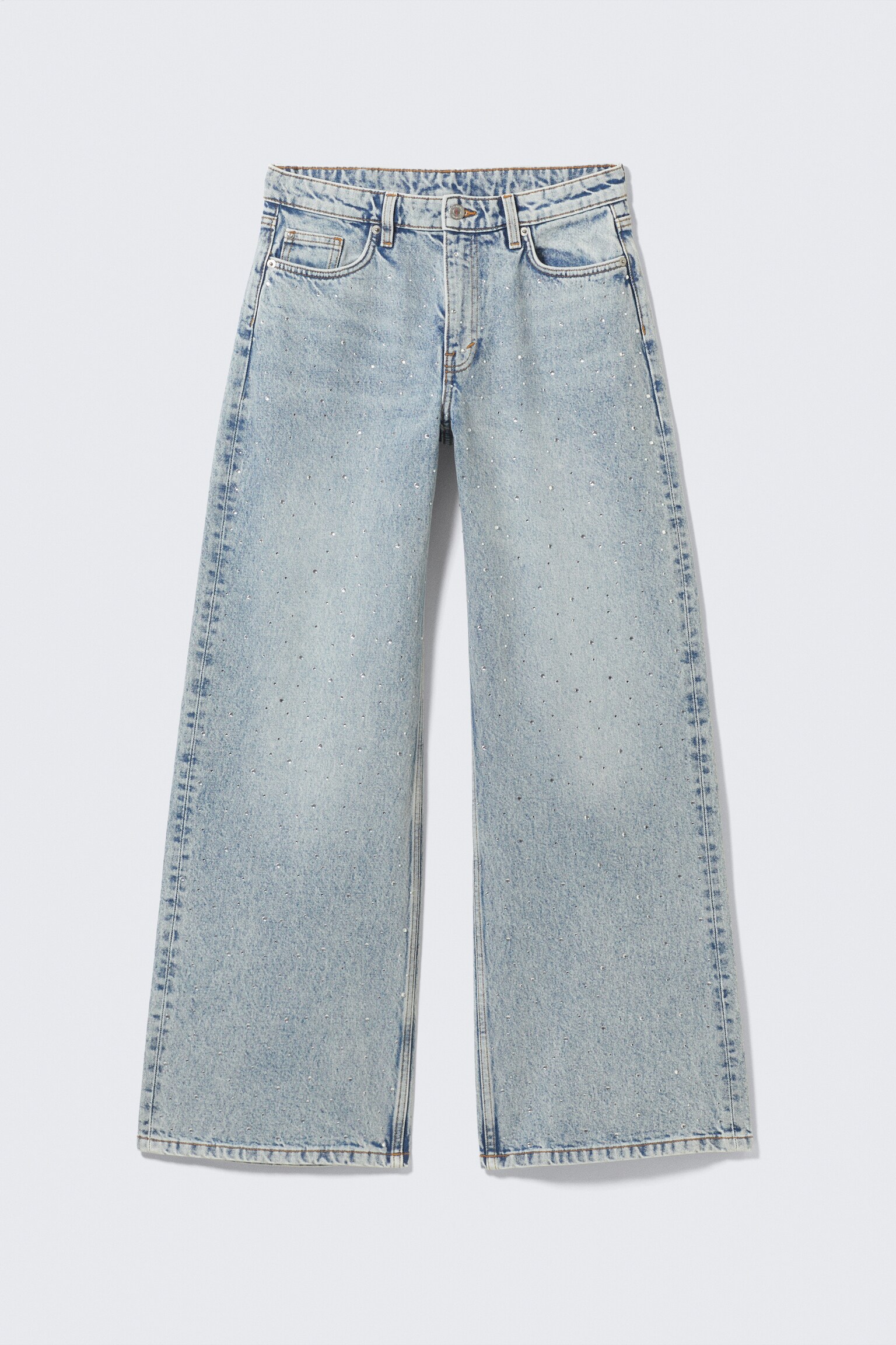 Paz mid-waist raka jeans med strass - Venice Blue - Ljusblå - 2