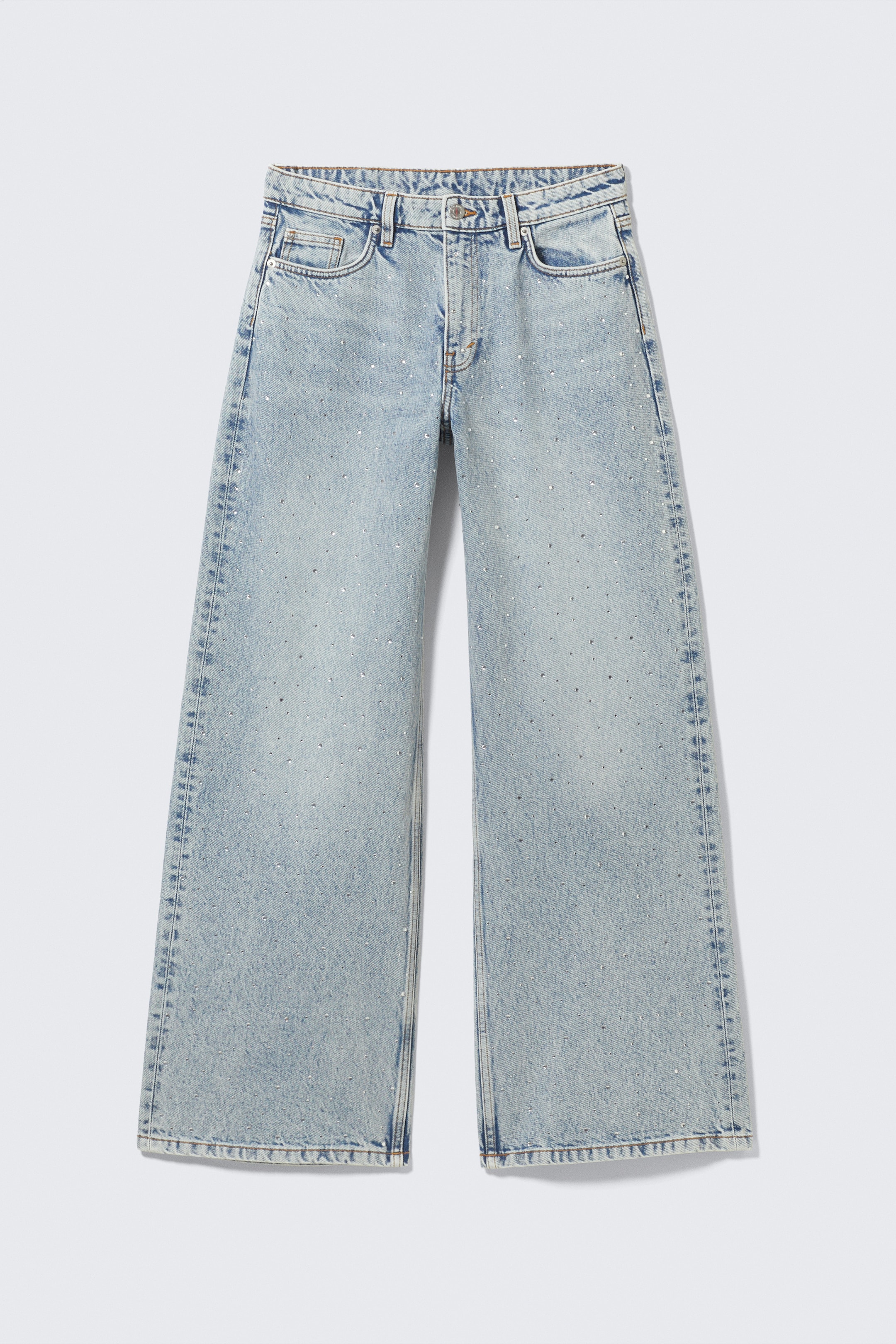 Zobrazit větší obrázek: Paz Mid Straight Embellished Jeans - Venice Blue - světle modrá - ŽENY | H&M CZ 6