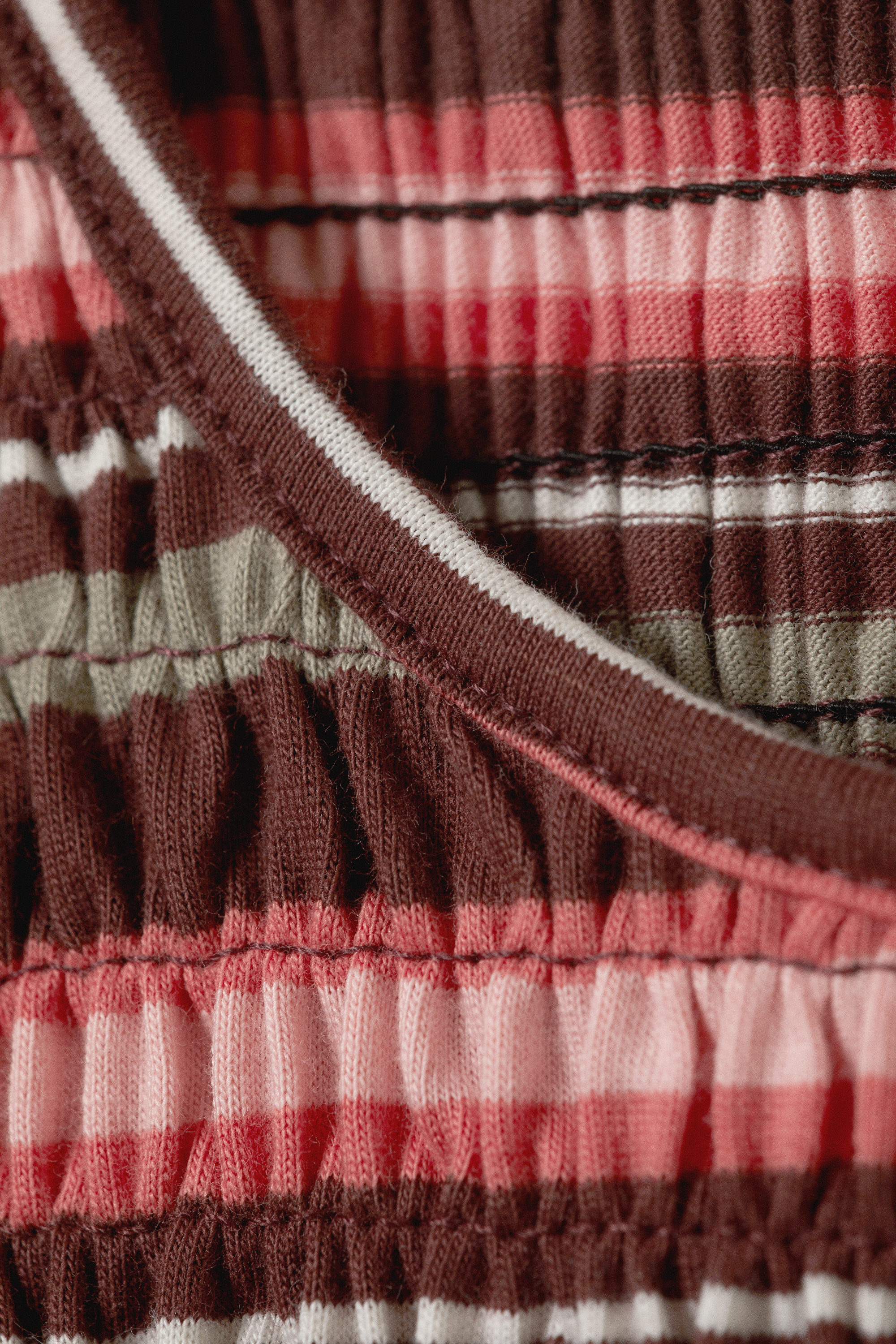 Dark Brown Multi Stripe - Smocked Slim-Fit Tank Top - 4