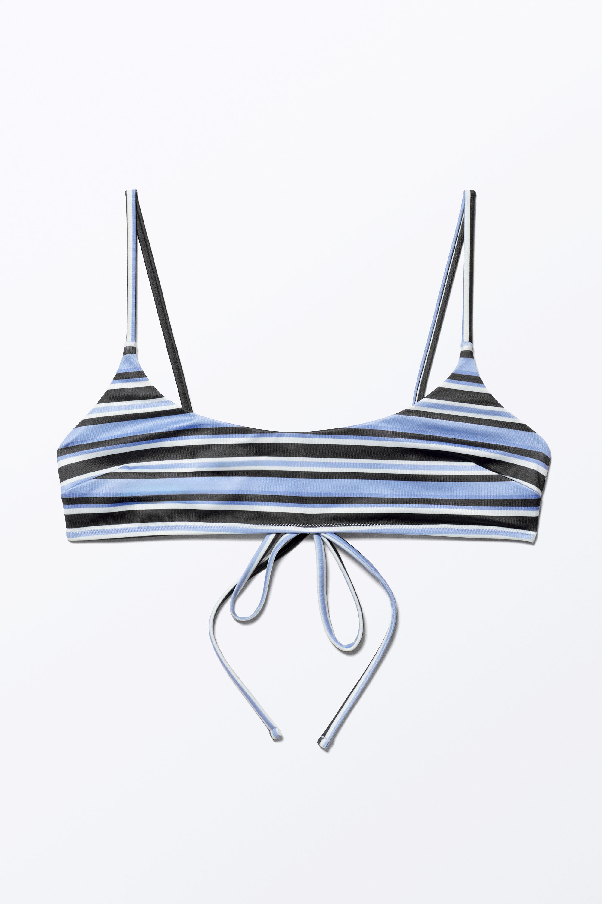 Striped Blue - Scoop Neck Bikini Top - 3
