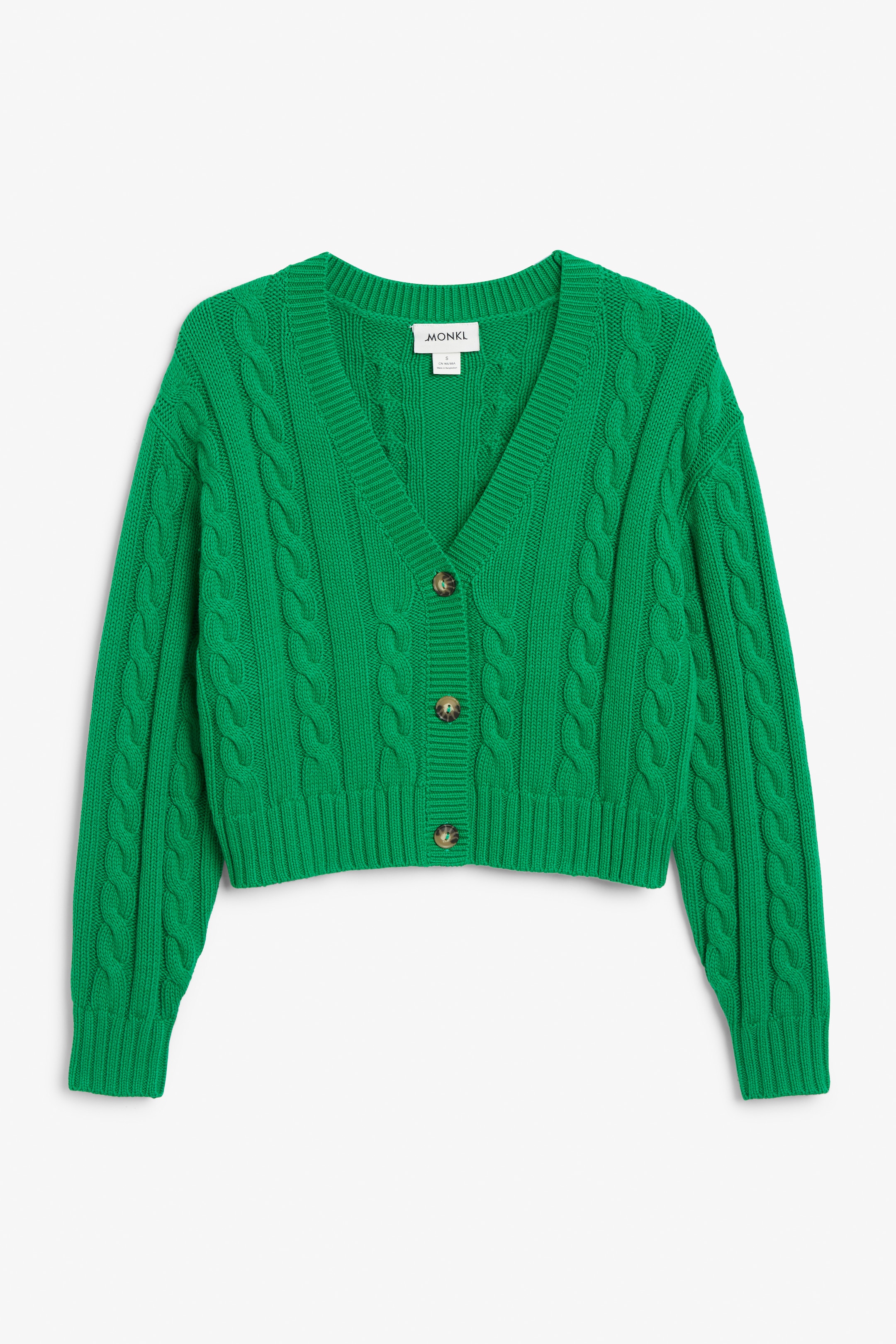 View larger image: Cropped cable knit cardigan - Green - Ladies | H&M GB 1