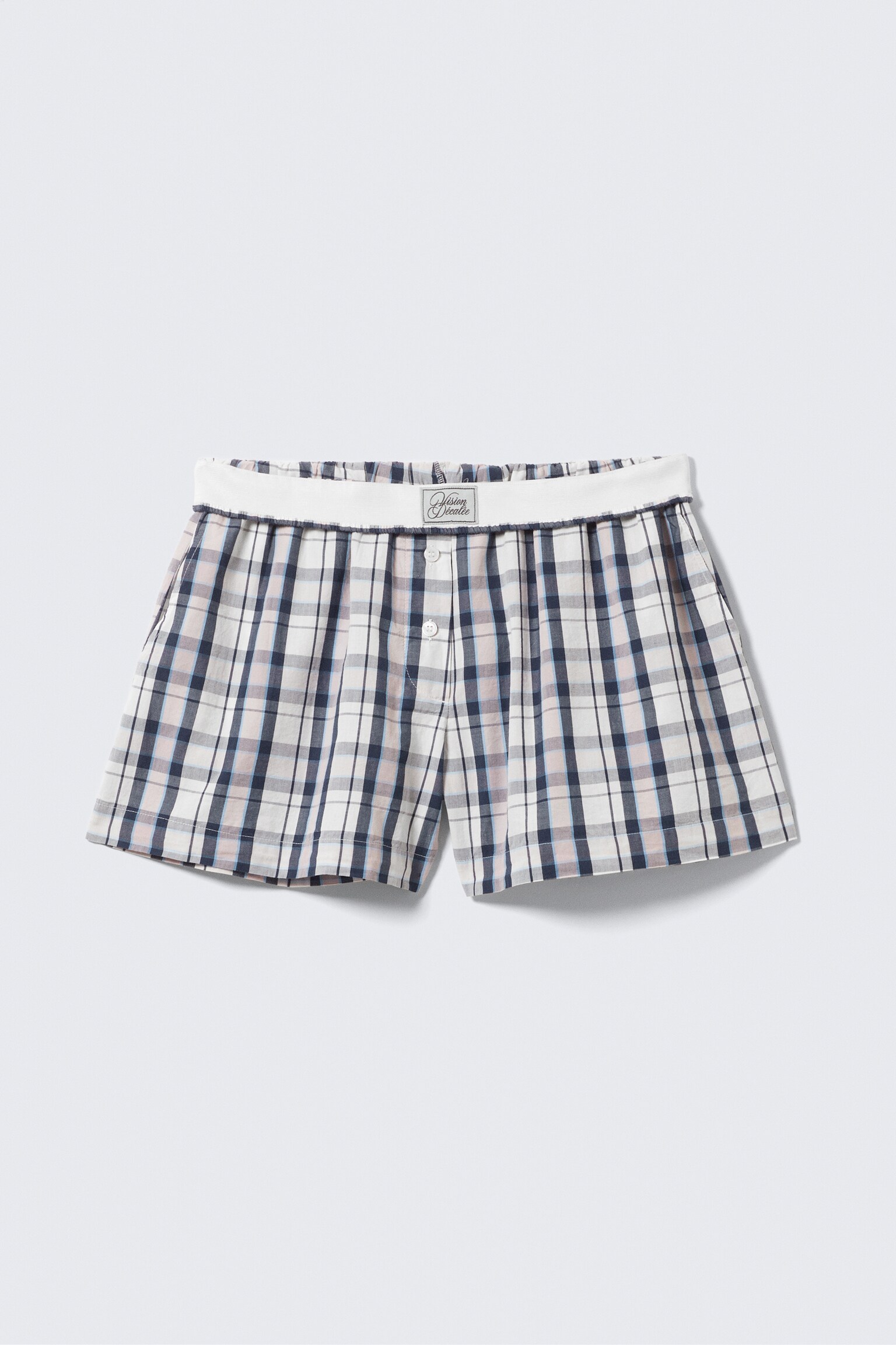 Entspannte Boxershorts aus Baumwolle - Weiß - Blau kariert/Blau gestreift - 3