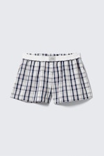 Vit - Blårutig - Avslappnade boxershorts i bomull - 1