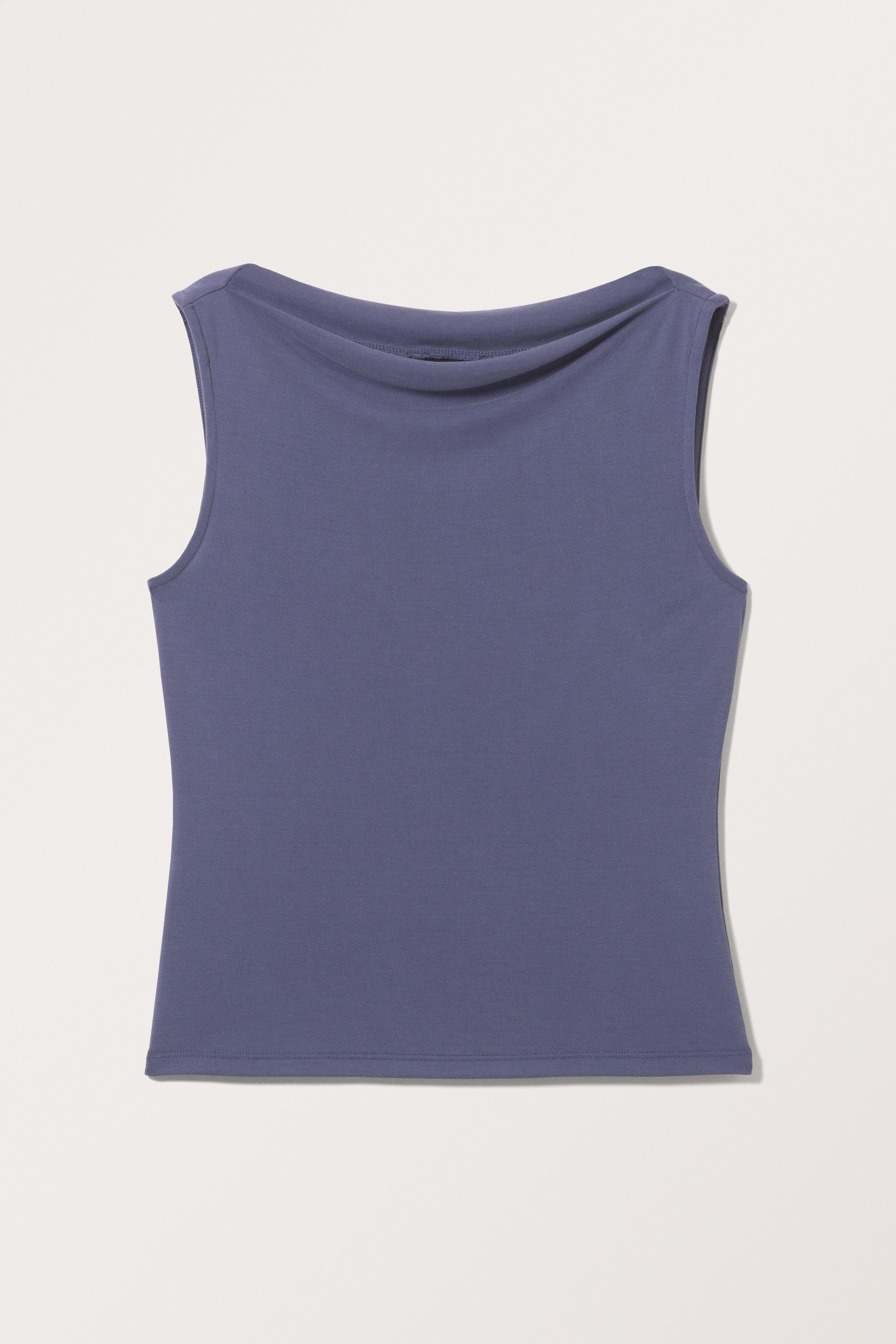 Medium Dusty Blue - Supermjuk topp med båtringning utan ärm - 0