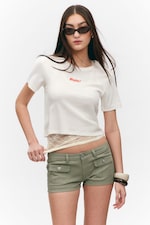 White - Maybe? - Cropped Printed Cotton T-Shirt - 0