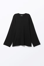 Black - Soft Oversized Long-Sleeved Top - 0