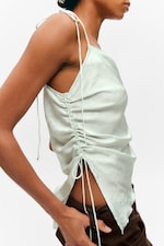 Mint Green - Asymmetric Satin Strap Top - 2