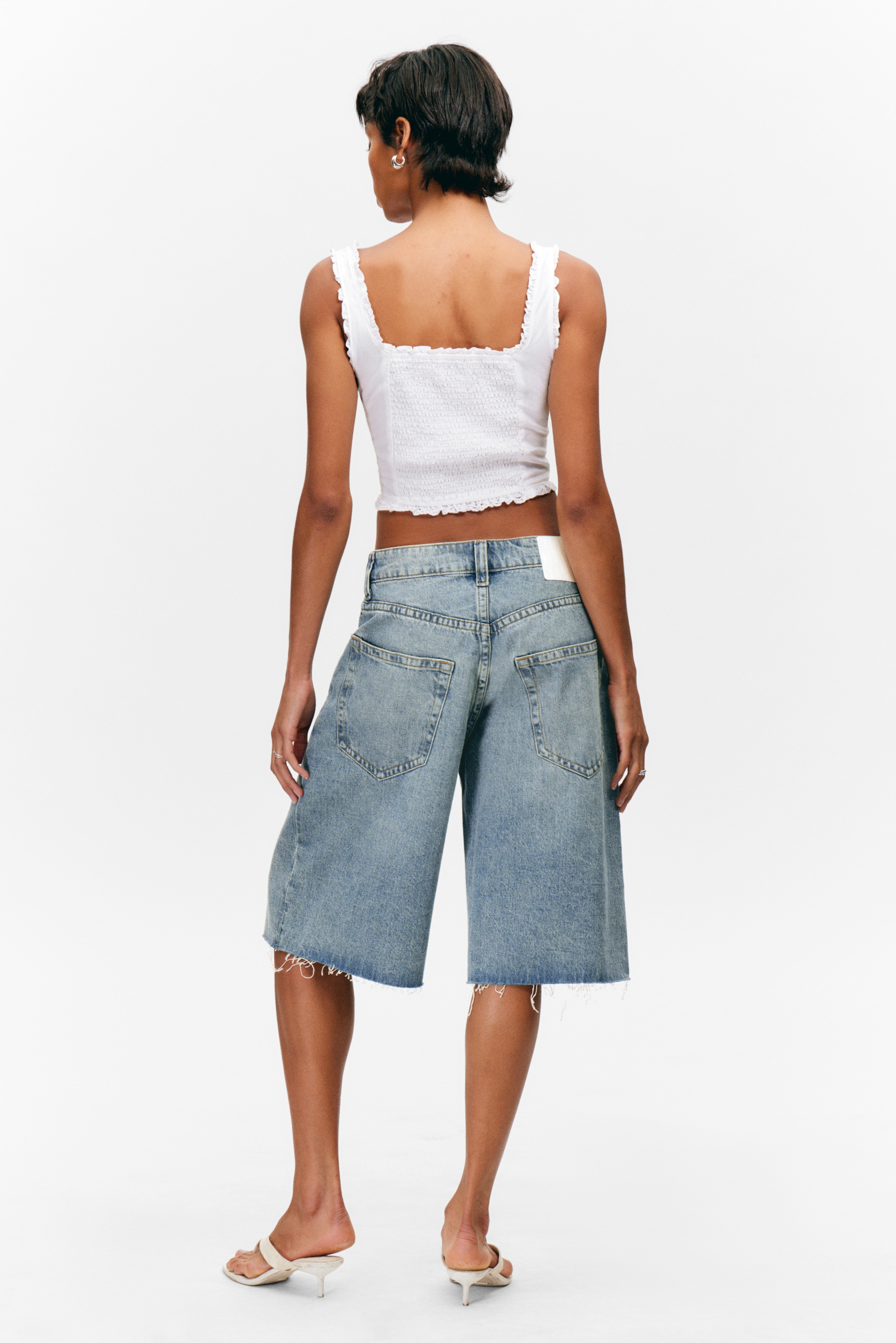 Ingrandisci l'immagine: Frilled Lace-Up Corset Top - White - DONNA | H&M CH 4