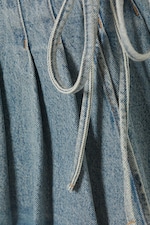 Mid Blue - Pleated Mini Denim Wrap Skirt - 1