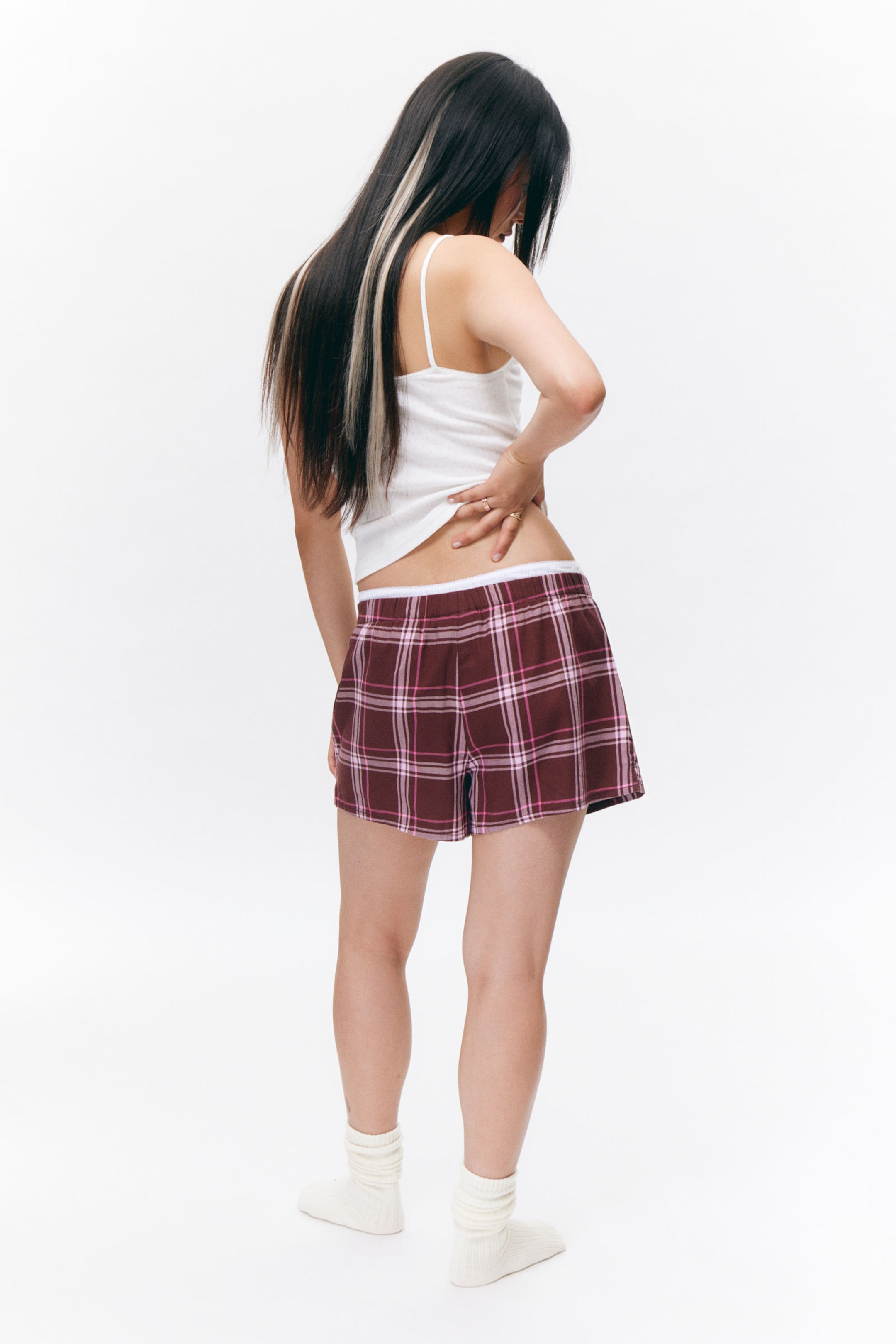 Dark Red Check - Flannel Boxer Shorts - 2