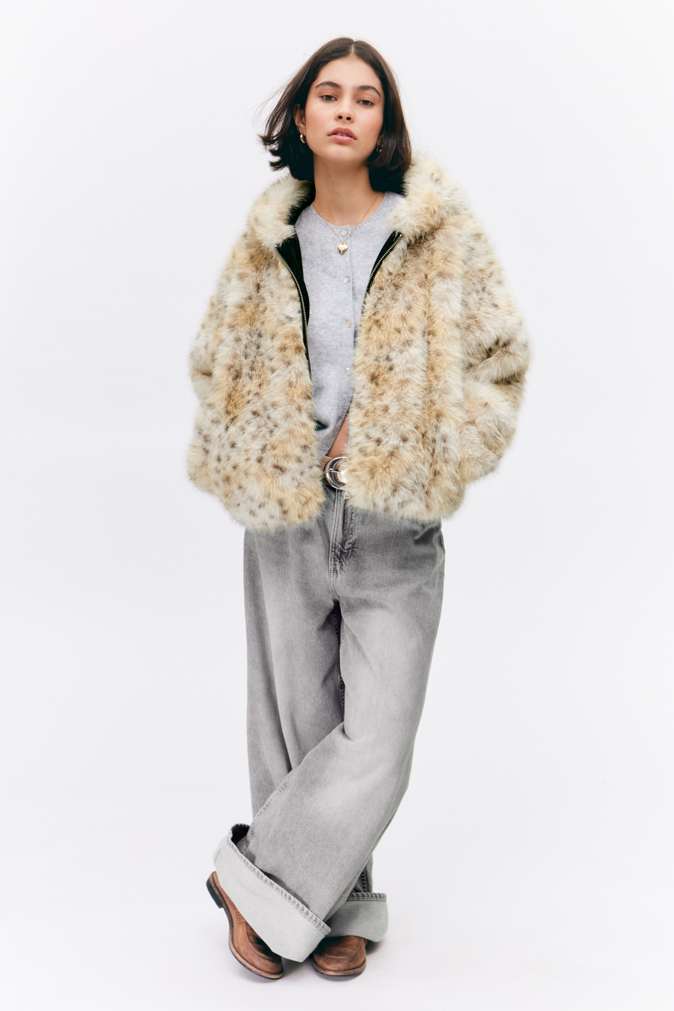 Ingrandisci l'immagine: Hooded Faux Fur Jacket - Leopard - DONNA | H&M CH 1