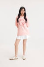 Light Pink - Snake Heart - Oversized Cotton T-shirt - 1