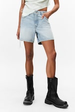 Venice Blue - Light Blue - Aimo Mid-Rise Straight Leg Denim Shorts - 1