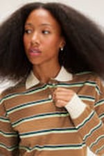 Medium Brown - Long Sleeve Rugby Polo Top - 1