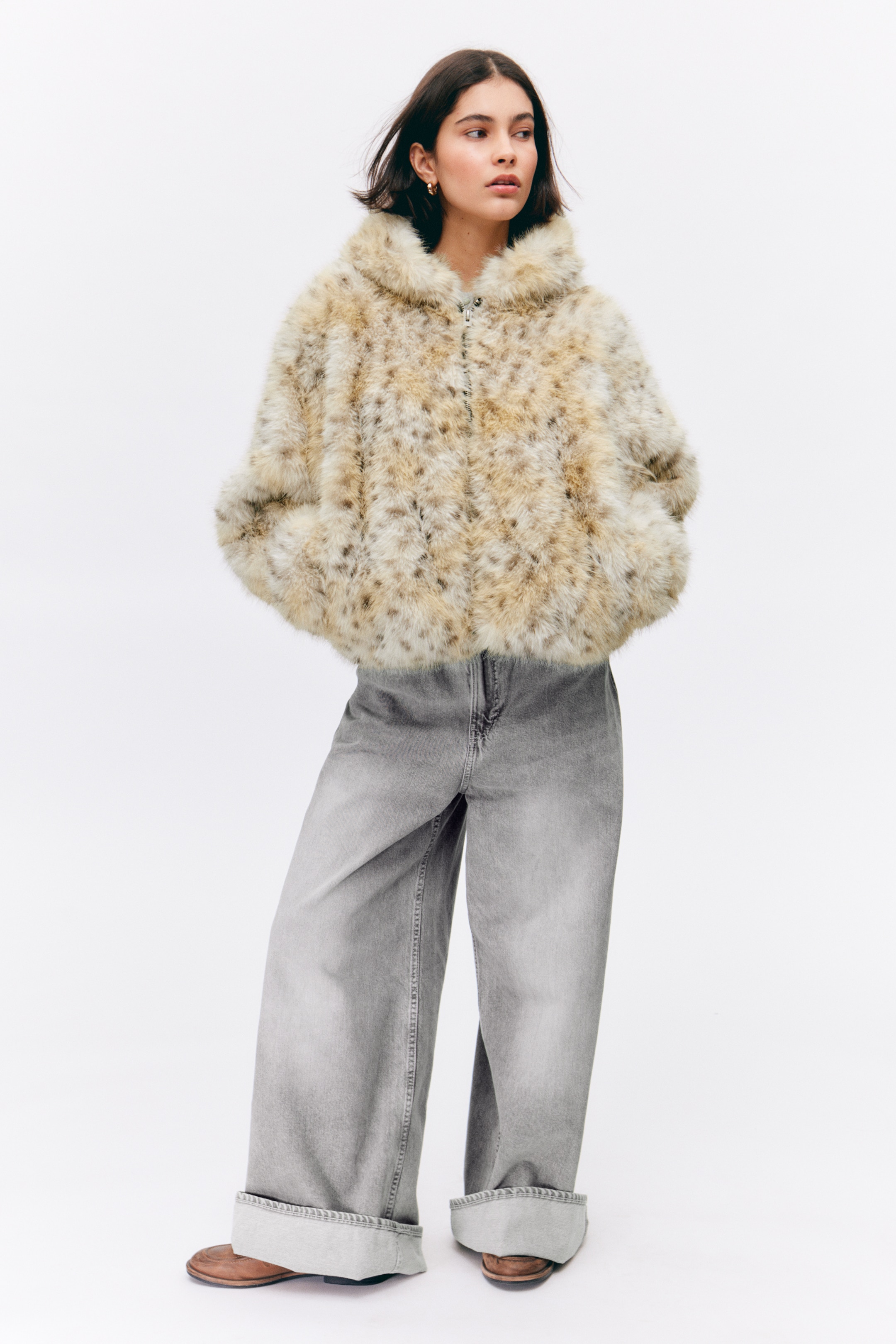 Ingrandisci l'immagine: Hooded Faux Fur Jacket - Leopard - DONNA | H&M CH 3