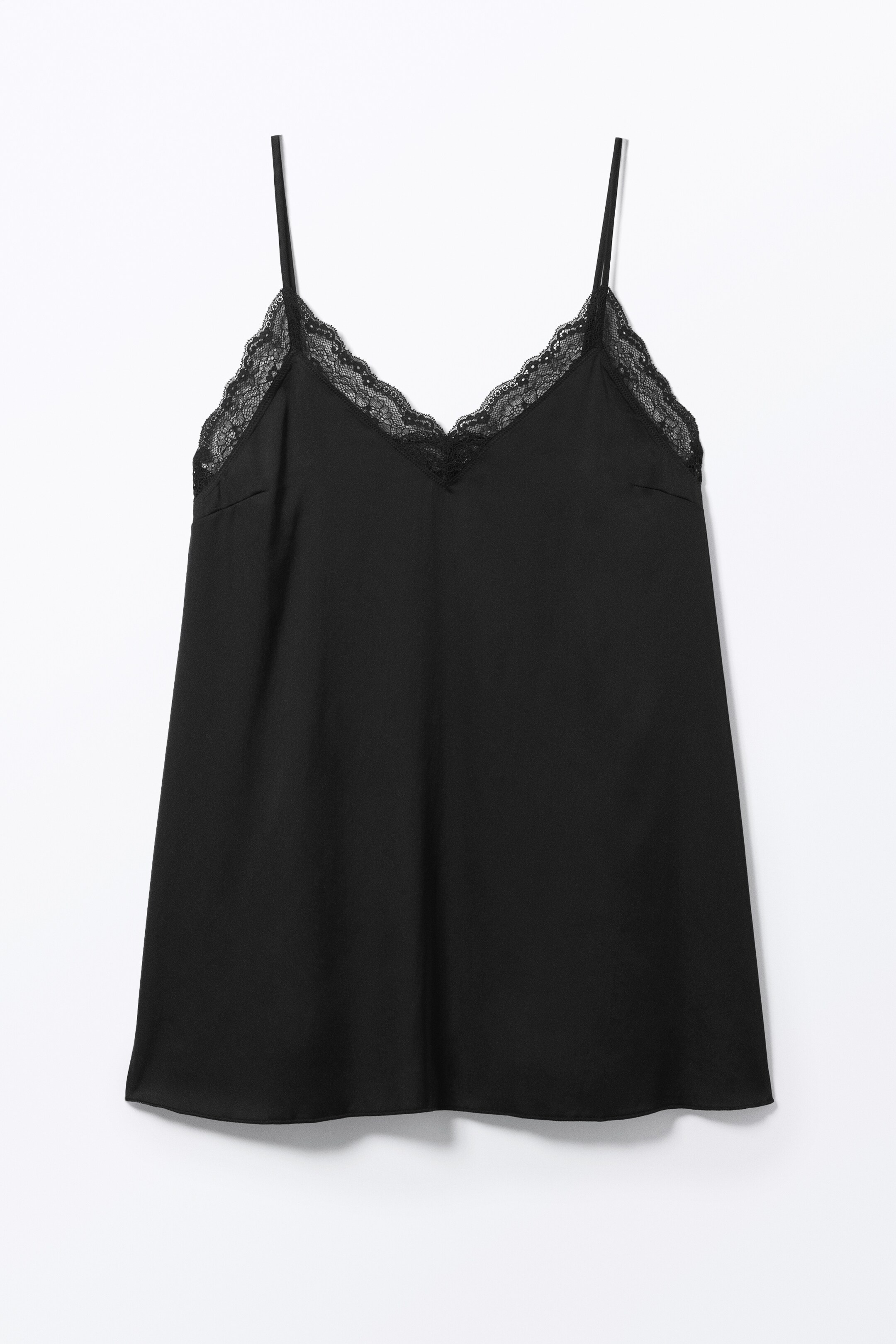 Grotere afbeelding bekijken: Mini-slipdress van kant en satijn - Zwart - DAMES | H&M NL 1