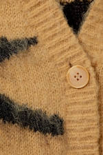 Tiger-striped - Fluffy knit cardigan - 1