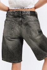 Haunted Black - Black - Imoo Low-Rise Wide Leg Denim Shorts - 1