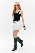 White - Layered Frill Mini Skirt - 2