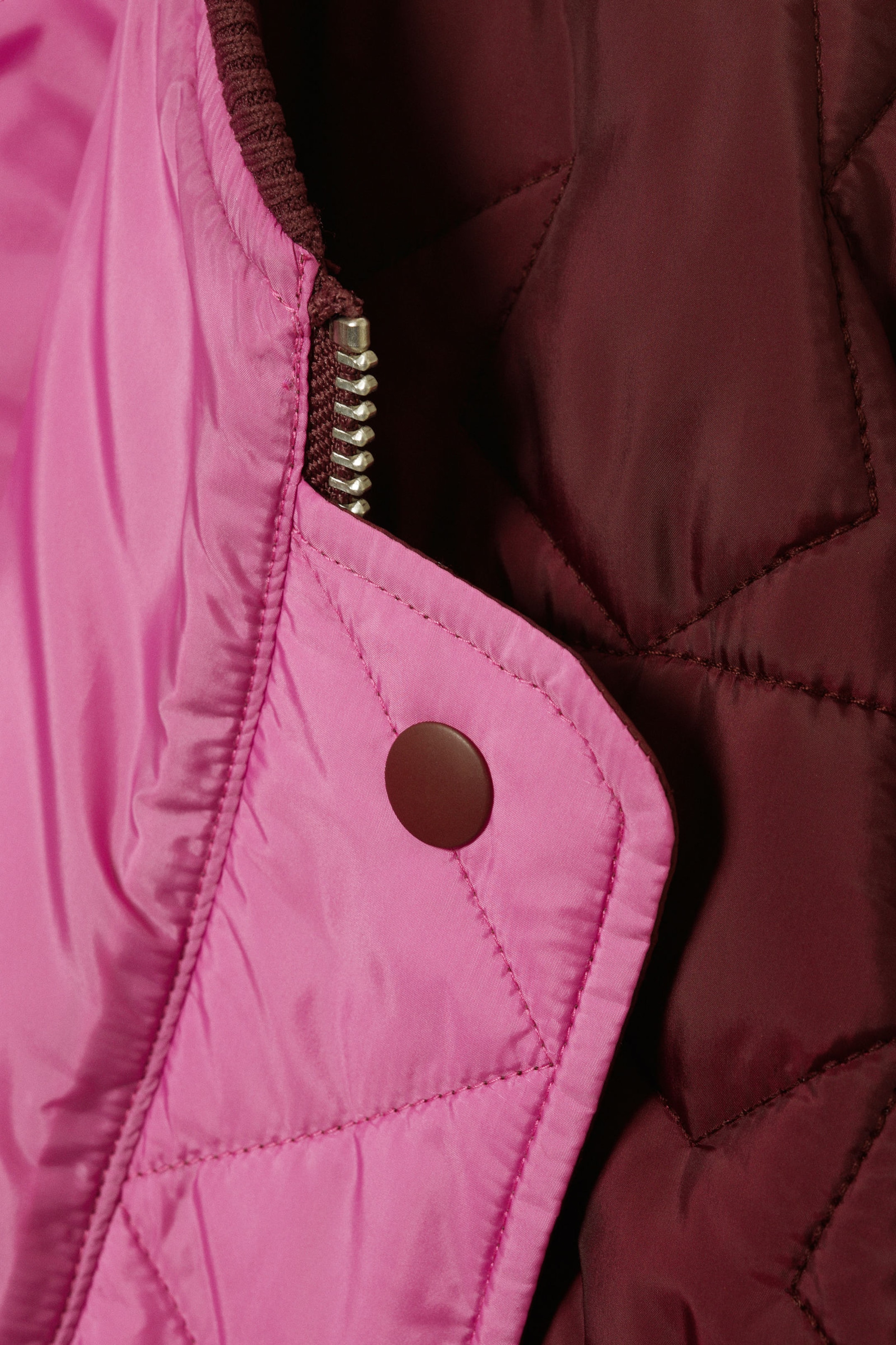 Dark Red/Hot Pink - Loose Reversible Bomber Jacket - 6
