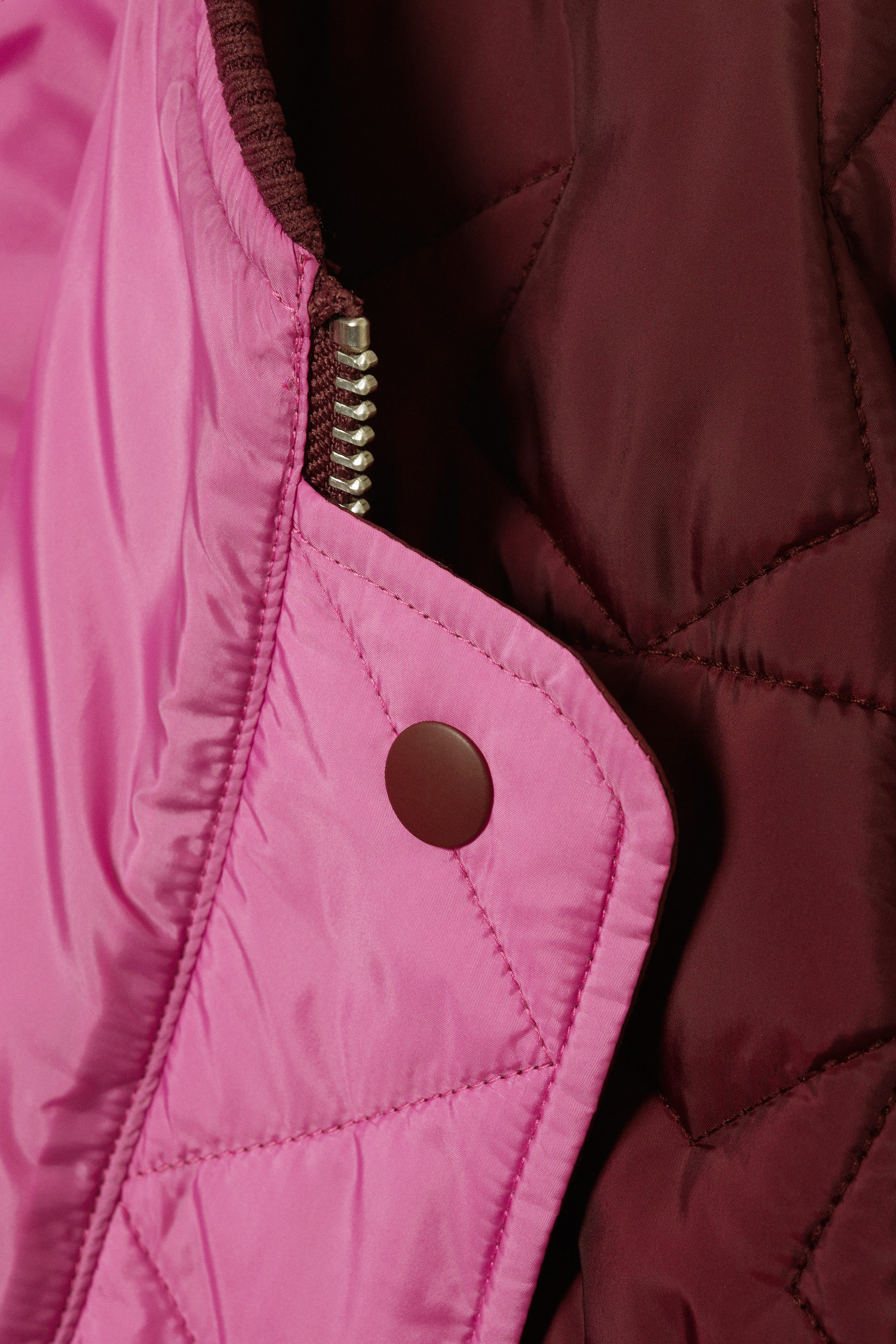 Dark Red/Hot Pink - Loose Reversible Bomber Jacket - 6