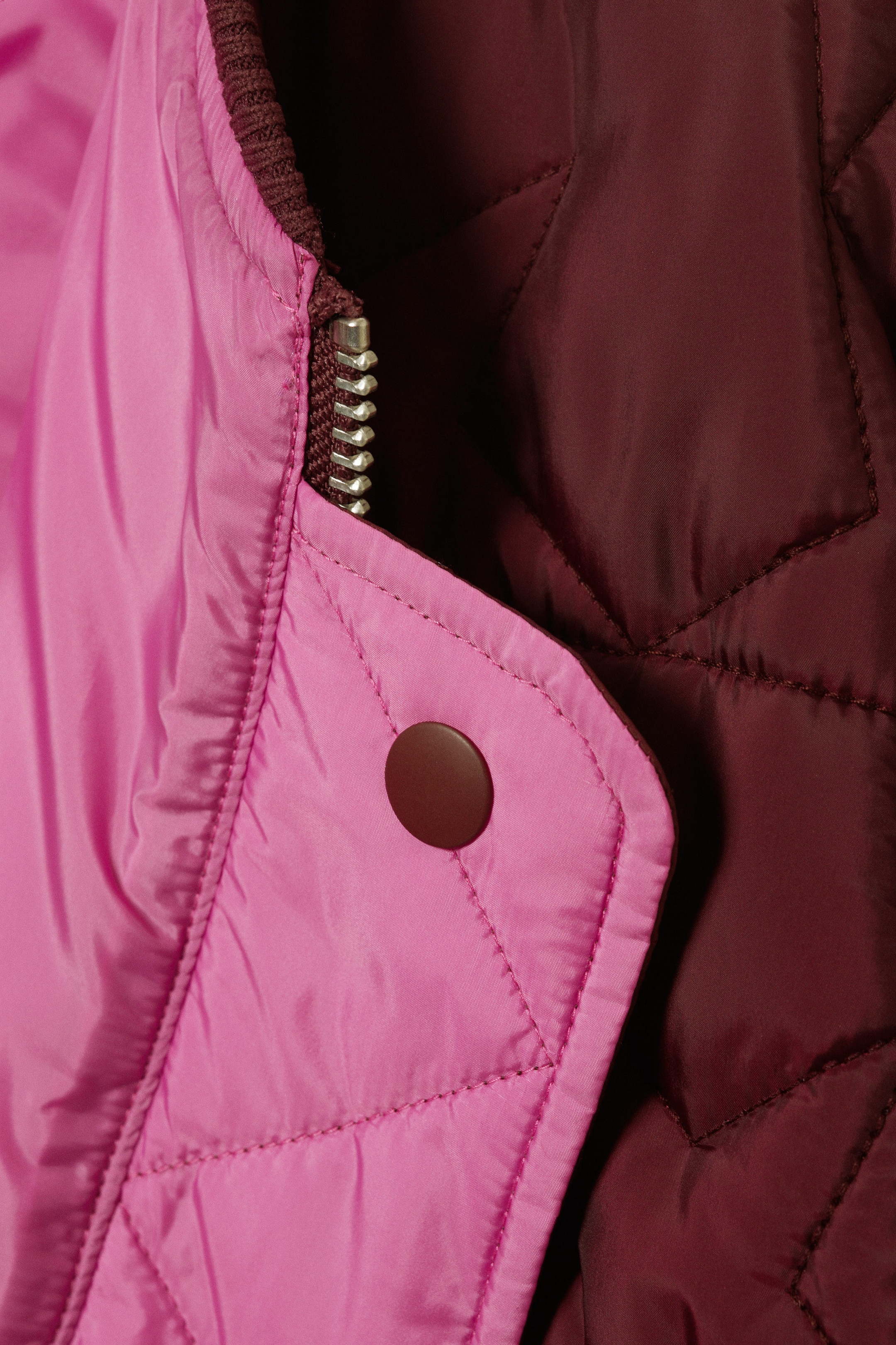 Dunkelrot/Pink - Locker geschnittene, wendbare Bomberjacke - 1