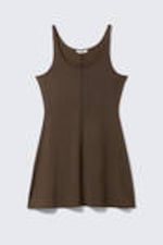 Dark Brown - Mini Jersey Tank Dress - 4