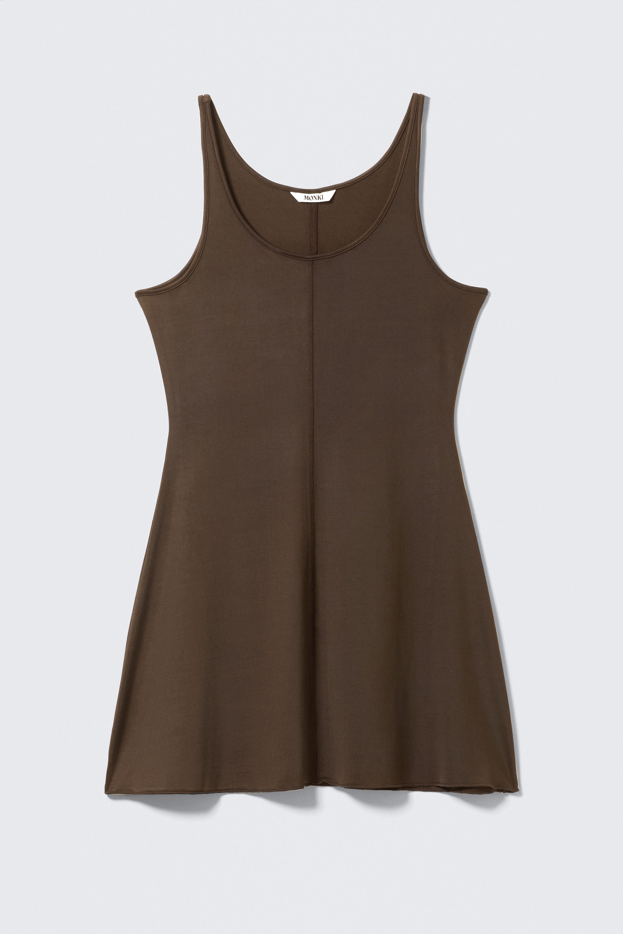 Dark Brown - Mini Jersey Tank Dress - 4