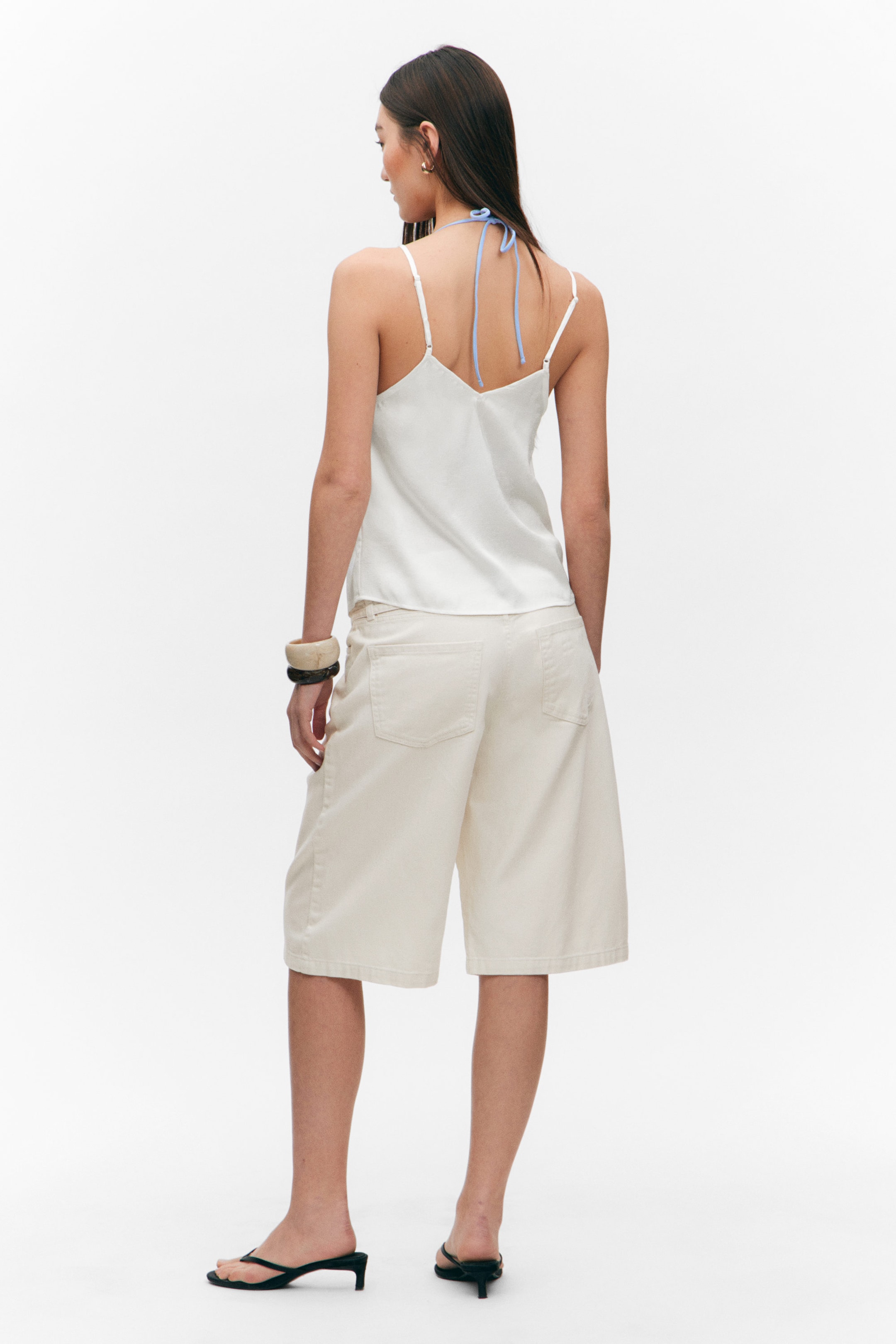 White - Lace-Trimmed Satin Camisole - 3